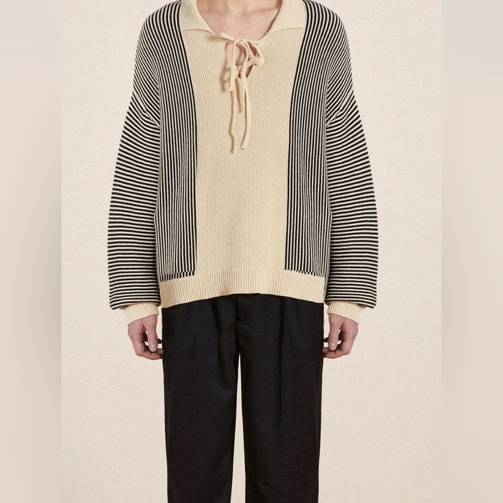 Found men’s TABAS TIE KNIT COLLARED SWEATER
in cream S - Picture 10 of 11